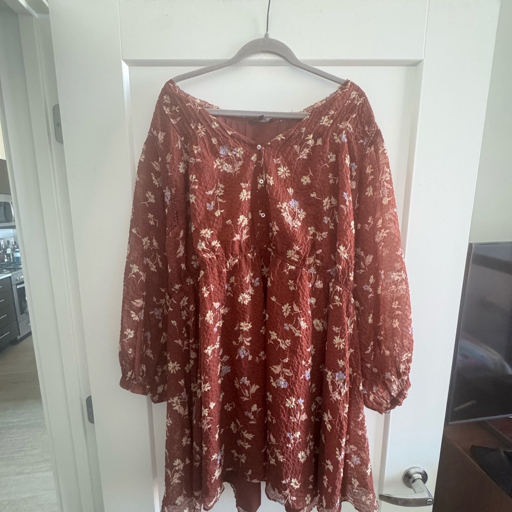 Madewell Norma Rae Print Cotton Dress in Beatrice Floral Dark Merlot 2X